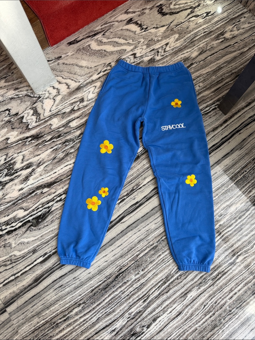 Blue Kids Floral Patch Joggers - Staycool Design